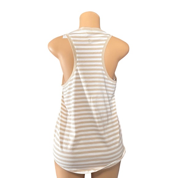 Lululemon Love Tank Top Tan White Striped Pima Cotton Racerback LW1EUMS Size 10 - Picture 2 of 8